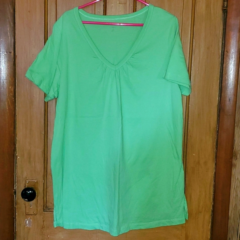Woman Within Large 18/20 Green Tunic V neck 33" long